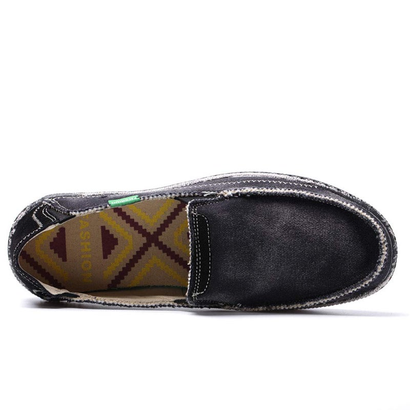 VILOCY Mens Slip on Deck Shoes Zero Drop Casual Canvas Loafer Vintage Flat Boat Shoes Black US11 EU45 - Image 5